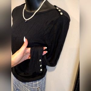TWO Long Black Sleeve (One w Adorable Button Accents)